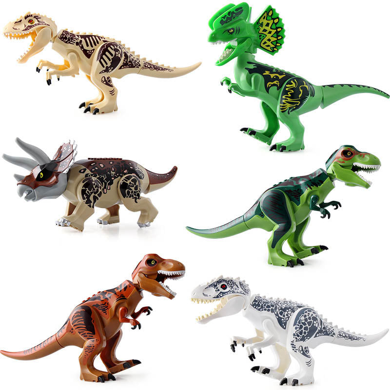 Indominus Rex Tyrannosaurus Rex Velociraptor Triceratops Dilophosaurus Jurassic World Dinosaur Custom Brick Compatible Minifigure Toy