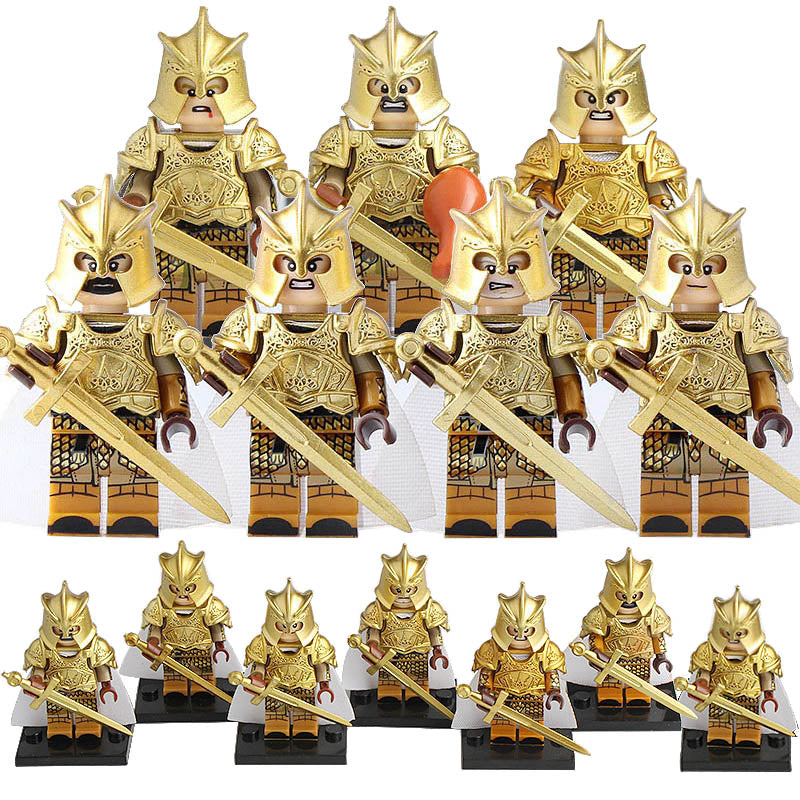 Game of Thrones Kingsguard Golden Royal Protector with Shiny Armor Custom Brick Compatible Minifigure Toy