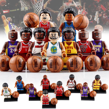 NBA Basketball Legends Kobe Dwyane Yao Shaquille Russell Michael Stephen Tracy LeBron Custom Brick Compatible Minifigure Toy