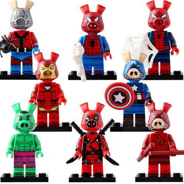Captain Ham-erica Iron Ham Deadpool Ham Daredevil Ham Hulk Ham Ant-Ham Spider-Ham Marvel Ultimate Civil War Custom Brick Compatible Minifigure Toy