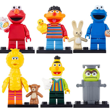 Elmo Ernie Cookie Monster Big Bird Bert Oscar the Grouch Sesame Street Television Series Brick Compatible Minifigure Toy