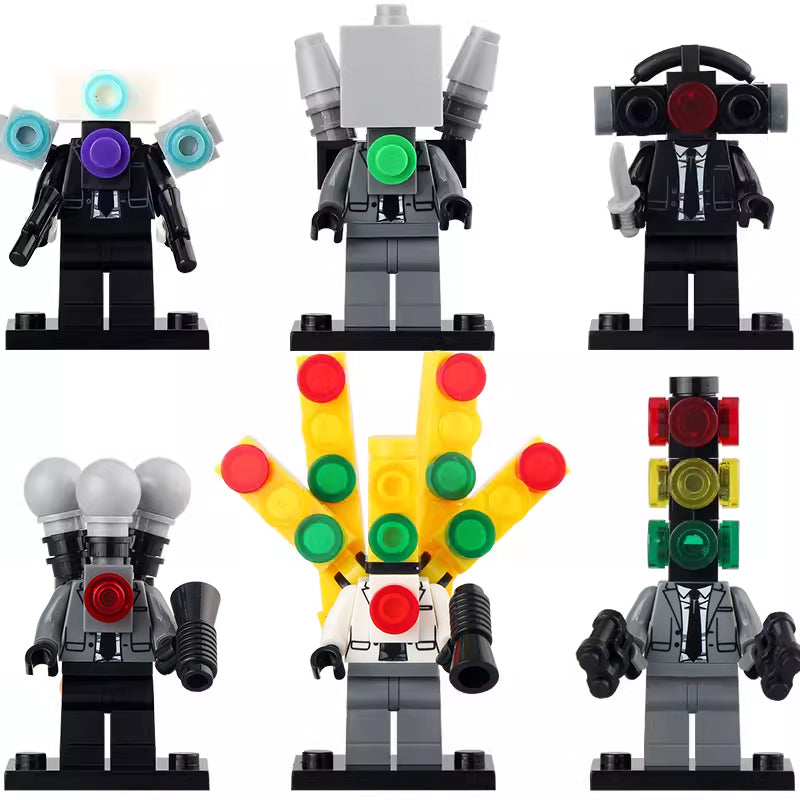 Microphone Man Traffic Light Man Computer Man Boombox Woman Titan Traffic Light Man Projector Man Skibidi Toilet Custom Brick Compatible Minifigure Toy