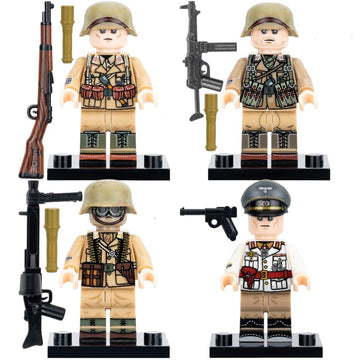 Afrika Korps Soldiers and Erwin Rommel WWII German Army Custom Brick Compatible Minifigure Toy
