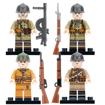 World War II French Army Soldiers Infantry Motorized Division and Dragoon Troops Custom Brick Compatible Minifigure Toy