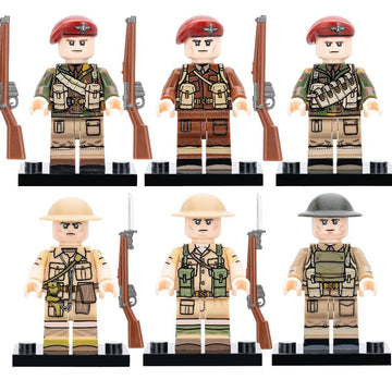 WWII British Army Soldiers Red Devils Paratroopers Airborne Troops SAS Operatives and Infantry Custom Brick Compatible Minifigure Toy