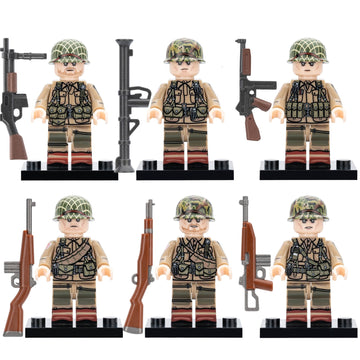 WW2 U.S. Airborne 101st Division Paratrooper Soldiers Custom Brick Compatible Minifigure Toy