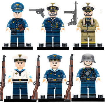 WW2 Kriegsmarine Naval Captain U Boat Commander Sailor Radio Operator Gunner Custom Brick Compatible Minifigure Toy