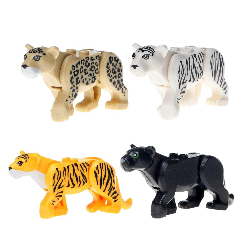Black Leopard Cheetah Tiger White Striped Tiger Animal Themed Custom Brick Compatible Minifigure Toy