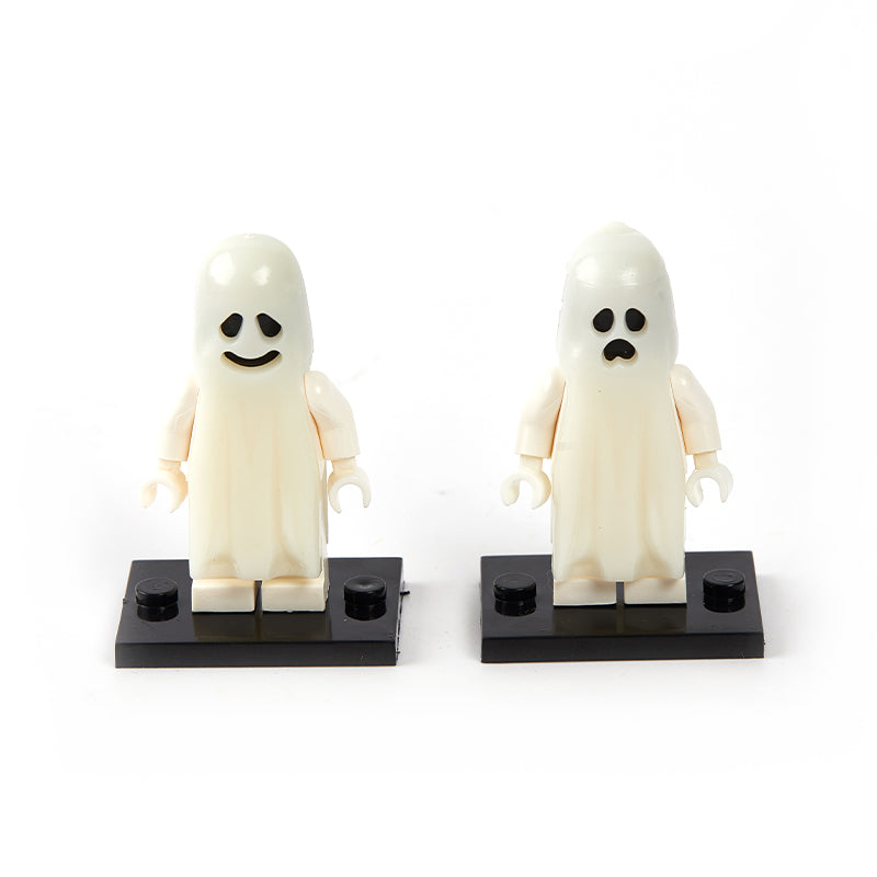 Glow in the Dark Smiling and Scared Ghost Custom Brick Compatible Minifigure Toy