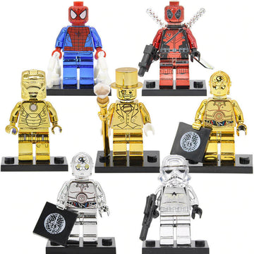 Iron Man Mk 21 Midas Deadpool Vision Spider-man C-3PO Stormtrooper Chrome Edition Custom Brick Compatible Minifigure Toy