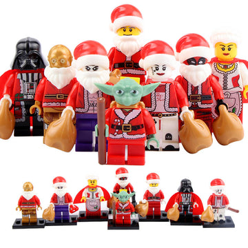 Santa Claus Mrs Claus Yoda Darth Vader C-3PO Deadpool Joker Harley Quinn Christmas Themed Custom Brick Based Minifigure Toy