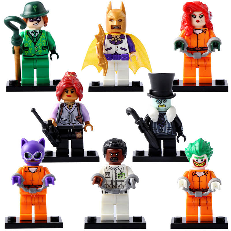Poison Ivy Barbara Gordon Joker Catwoman Aaron Cash Penguin Riddler Roller Disco Batman Movie Inspired Custom Brick Compatible Minifigure Toy