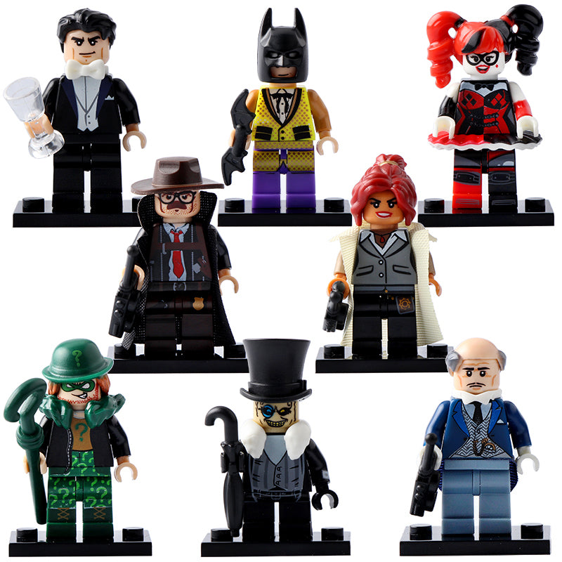 Golden Tuxedo Batman Alfred Pennyworth Barbara Gordon Harley Quinn Penguin - Batman Movie Inspired Custom Brick Compatible Minifigure Toy