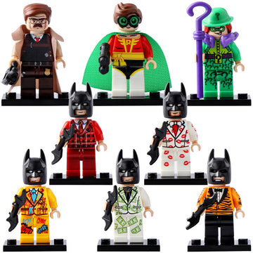 Graffiti Batman Kiss Kiss Tuxedo Batman Tiger Stripe Tuxedo Batman Robin Plaid Tuxedo Batman Dollar Bill Tuxedo Batman Movie Brick Compatible Minifigure Toy