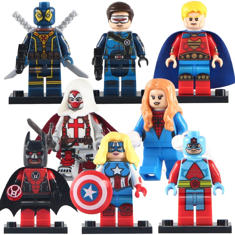 Multiverse Super Heroes Cyclops Quasar Azrael Red Lantern Batman American Dream Atom Custom Brick-Compatible Minifigure Toy