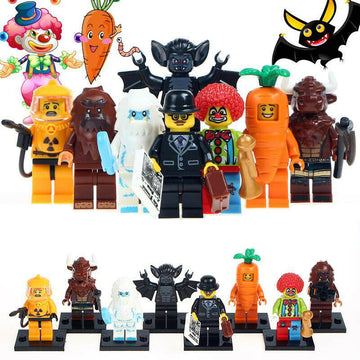 Minotaur Vampire Bat Circus Clown Yeti Hazmat Guy Square Foot Businessman Carrot Guy Custom Brick Compatible Minifigure Toy