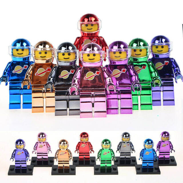Chrome Plated Classic Spaceman Astronaut Custom Brick Compatible Minifigure Toy