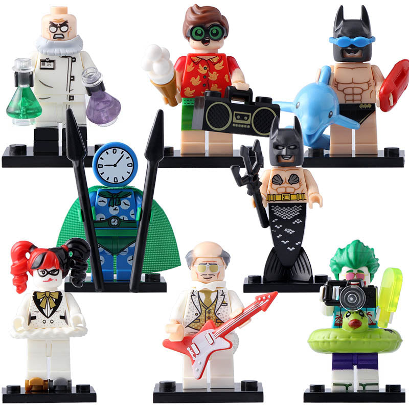 Disco Harley Quinn Clock King Disco Alfred Pennyworth Vacation Robin Merbat Speedo Batman Movie Inspired Custom Brick Compatible Minifigure Toy
