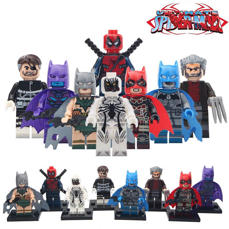 Batman Nick Fury Wolverine Anti-Venom Spiderpool Batpool Multiverse Superhero Custom Brick Compatible Minifigure Toy