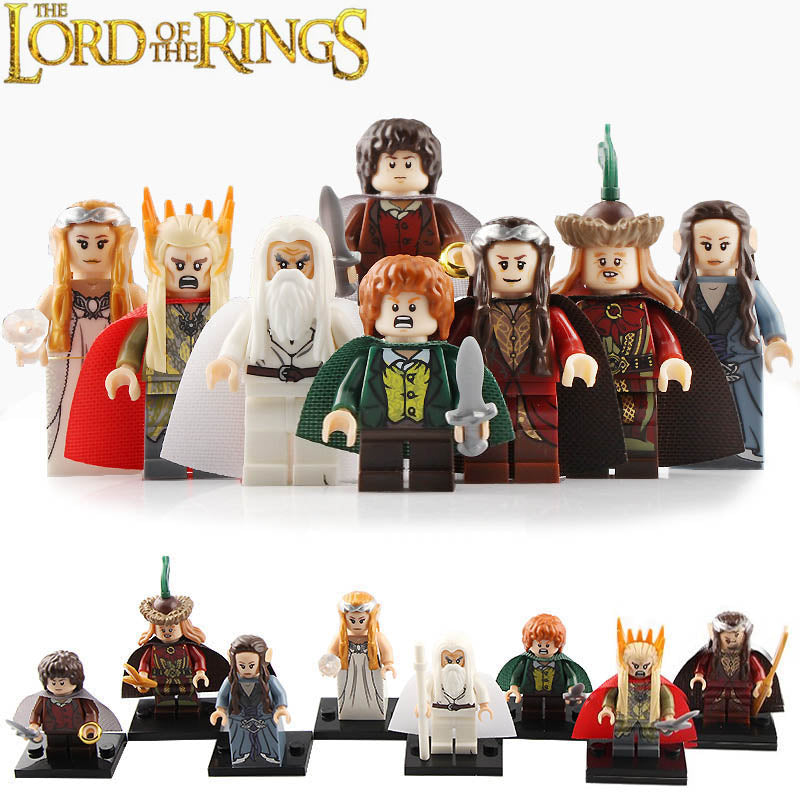 Frodo Baggins Gandalf the White Thranduil Elrond Galadriel Arwen Merry Master of Lake-town The Hobbit LOTR Custom Brick Compatible Minifigure Toy