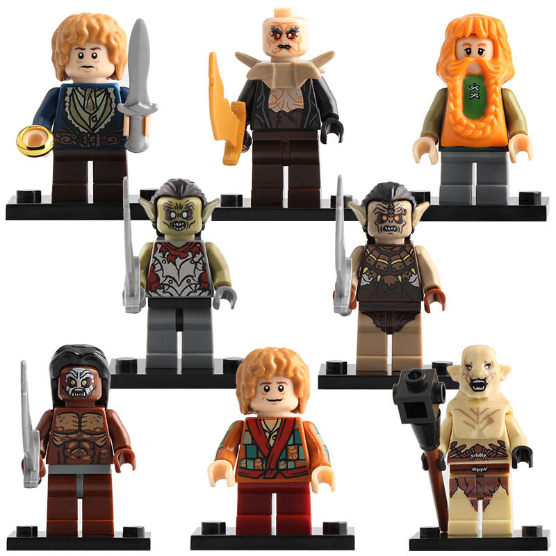 Bombur the Dwarf Bilbo Baggins Azog Yazneg Lurtz Moria Orc Mordor Orc The Hobbit LOTR Custom Brick Compatible Minifigure Toy
