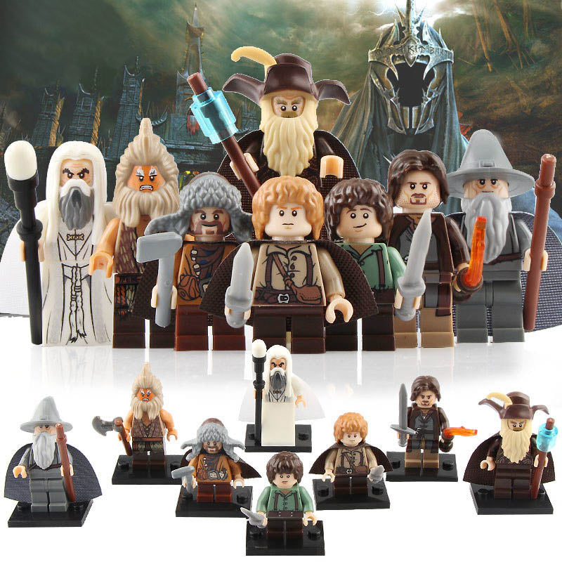 Samwise Gamgee Frodo Baggins Aragorn Gandalf the Grey Radagast Saruman Beorn Bofur the Dwarf The Hobbit LOTR Custom Brick Compatible Minifigure Toy