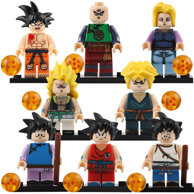 Son Goku Gotenks Trunks Tien Shin Han Android 18 Goten Dragon Ball Z Custom Brick Compatible Minifigure Toy
