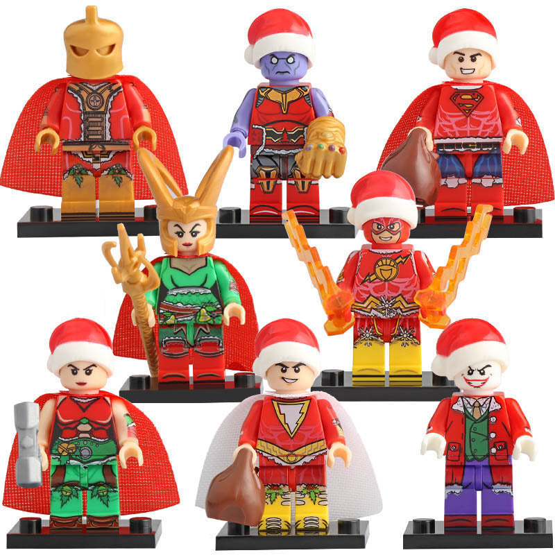 Superman Dr Fate Thor Shazam Loki White Lantern Flash Joker Thanos Christmas Superhero Edition Custom Brick Compatible Minifigure Toy