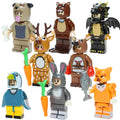 Dog Beaver Reindeer Black Dragon Parrot Bunny Cat Animal Themed Custom Brick Compatible Minifigure Toy