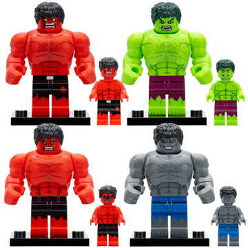 Red Hulk Grey Hulk BigFig Marvel Super Heroes Custom Brick Compatible Minifigure Toy