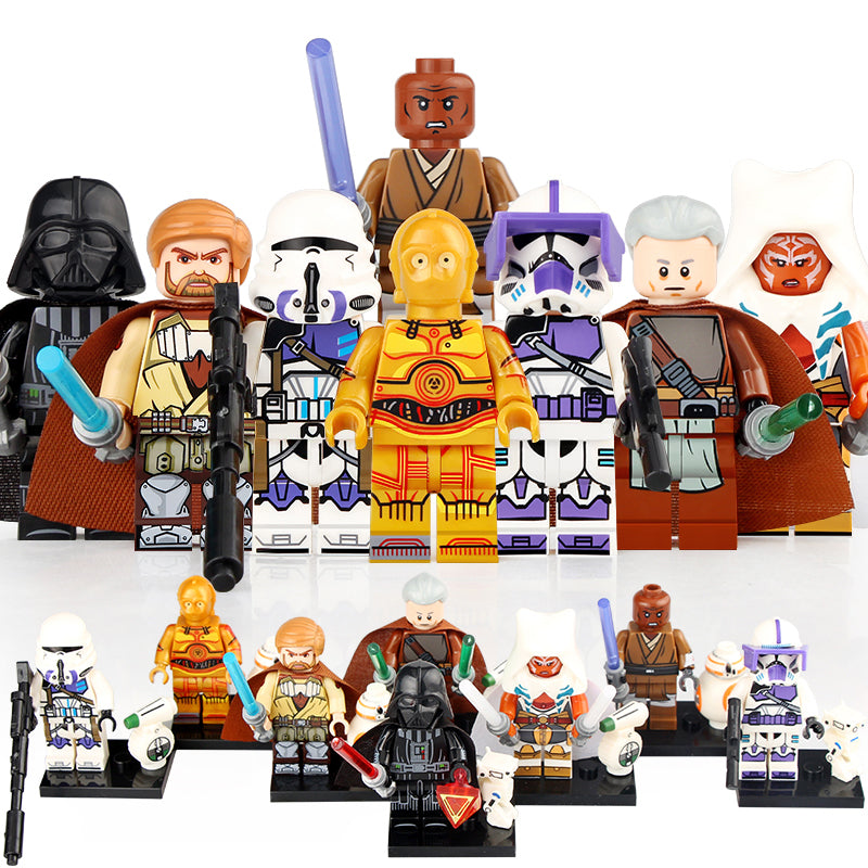 Star Wars General Kenobi Rahm Kota Darth Vader Ahsoka Tano Mace Windu 187th Legion Trooper C-3PO BB-8 BD Droid Custom Brick Based Minifigure Toy