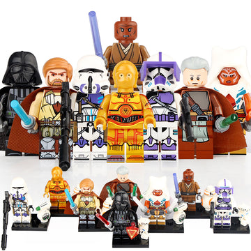 Star Wars General Kenobi Rahm Kota Darth Vader Ahsoka Tano Mace Windu 187th Legion Trooper C-3PO BB-8 BD Droid Custom Brick Based Minifigure Toy