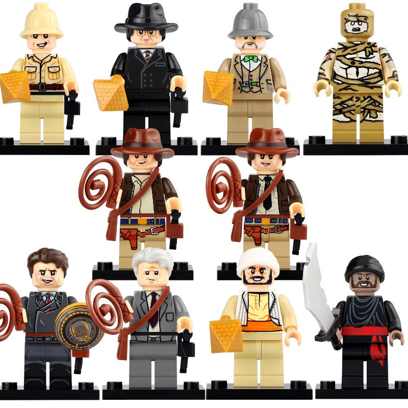Dr Rene Belloq Nazi Spy Professor Henry Jones Mummy Sallah Arab Swordsman Indiana Jones Movie Series Custom Brick Compatible Minifigure Toy