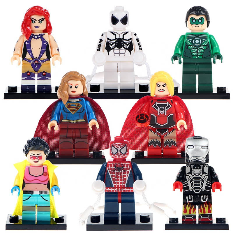Jubilee Starfire Red Lantern Supergirl Iron Man Peter Parker Green Lantern Multiverse Superhero Brick Compatible Minifigure Toy