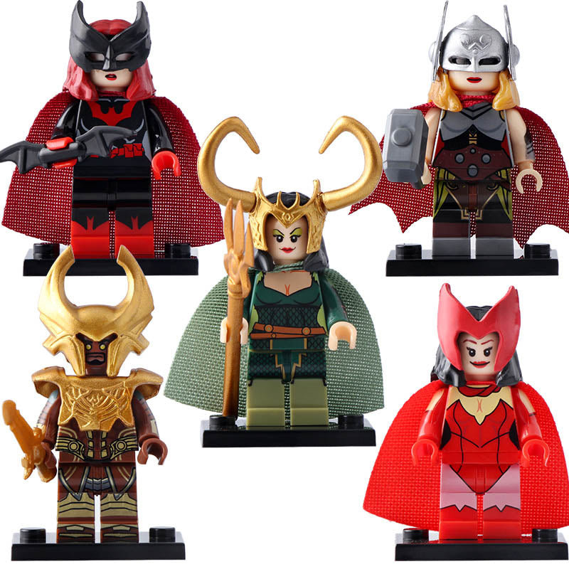 Batwoman Scarlet Witch Lady Loki Heimdall Jane Foster Multiverse Super Heroes Custom Custom Brick Based Minifigure Toy