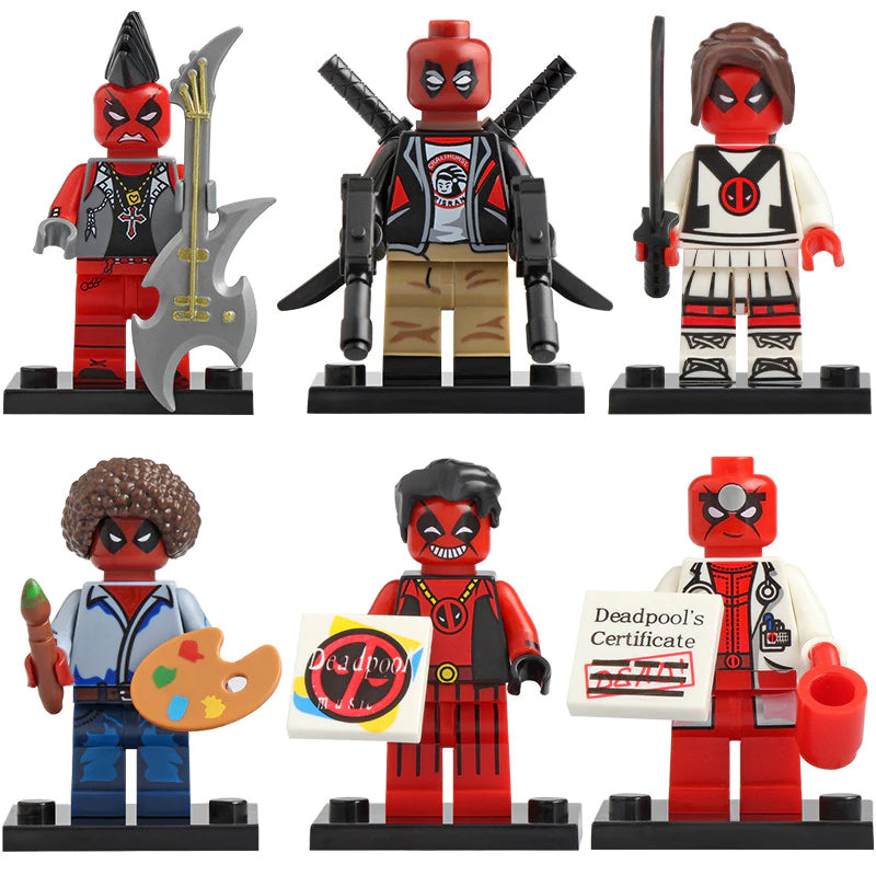 Hippie Deadpool Bob Ross Cheerleader Deadpool Doctor Deadpool Punk Deadpool Marvel Super Heroes Brick Compatible Minifigure Toy