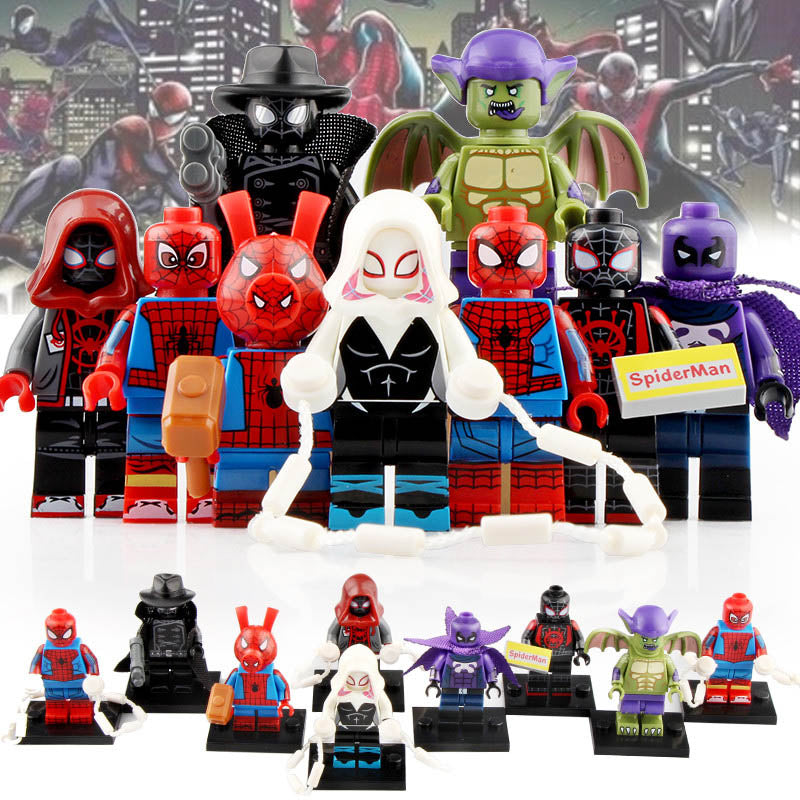 Miles Morales Ghost Spider Spider-Ham Prowler Green Goblin Spider-Man Into the Spider-Verse (2018) Custom Brick Based Minifigure Toy
