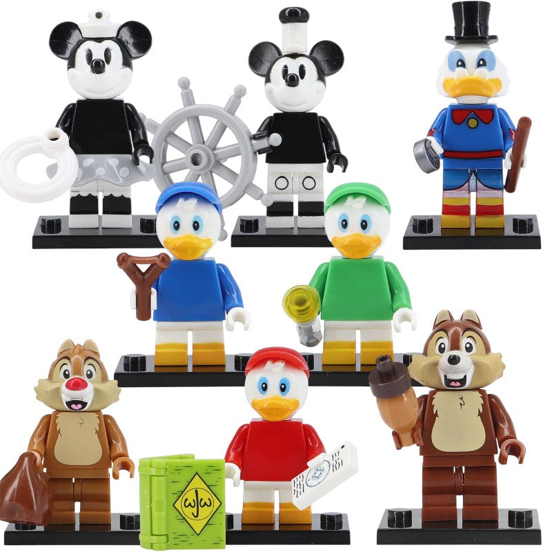 Mickey Mouse Minnie Mouse Louie Dewey Huey Scrooge McDuck Chip Dale Disney Cartoon Custom Brick Compatible Minifigure Toy