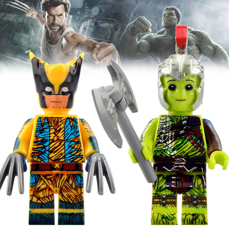 Hulk Groot and Wolverine Groot Marvel Universe Superheroes Custom Brick Style Minifigure Toy