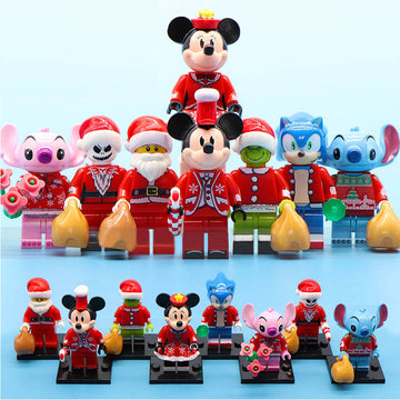 The Grinch Angel Stitch Sonic Jack Skellington Santa Claus Minnie Mickey Christmas Themed Custom Brick Compatible Minifigure Toy