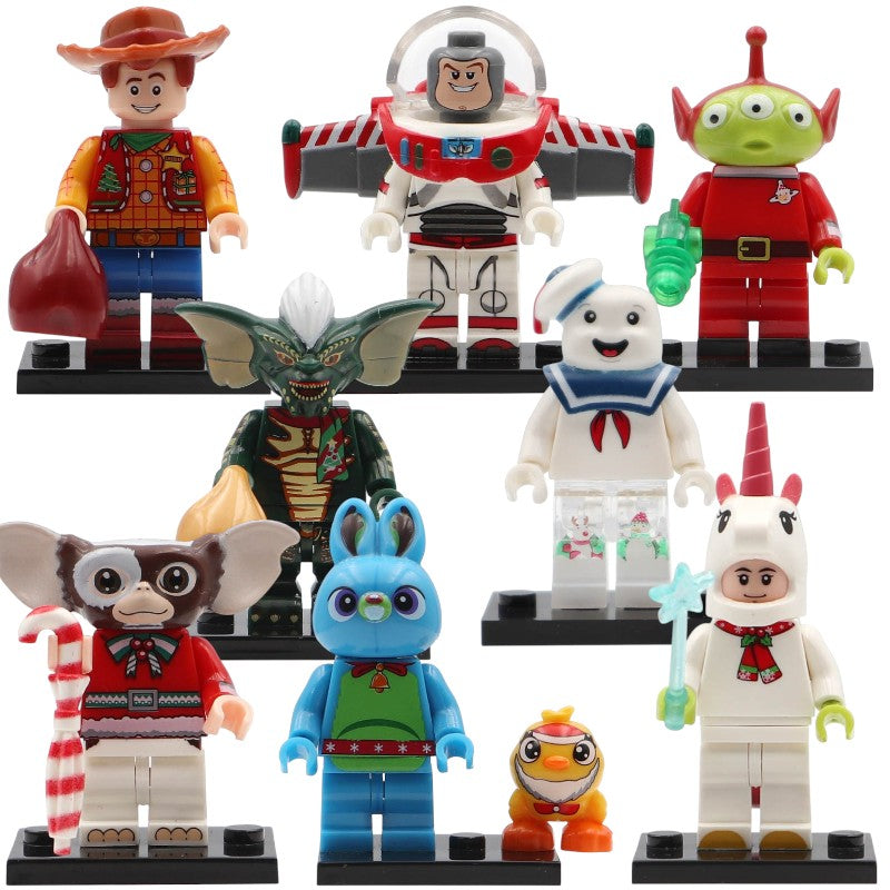 Buzz Woody Bunny Alien Stay Puft Marshmallow Man Gizmo Stripe Unicorn Christmas Themed Custom Brick Compatible Minifigure Toy