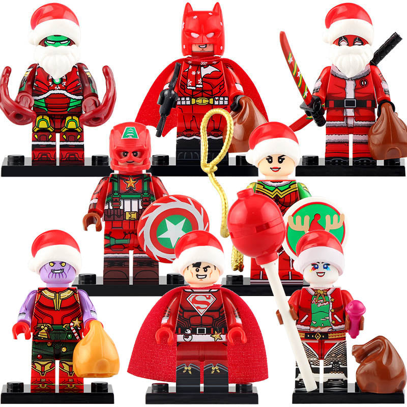 Batman Superman Iron Man Thanos Wonder Woman Deadpool Harley Quinn Christmas Santa Superhero Custom Brick-Based Minifigure Toy