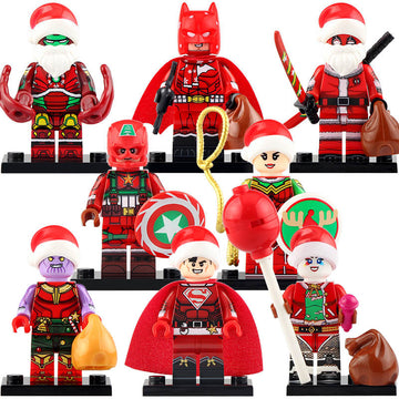 Batman Superman Iron Man Thanos Wonder Woman Deadpool Harley Quinn Christmas Santa Superhero Custom Brick-Based Minifigure Toy