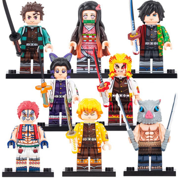 Tanjiro Nezuko Giyu Shinobu Rengoku Akaza Zenitsu Inosuke Demon Slayer Kimetsu no Yaiba Custom Brick Compatible Minifigure Toy