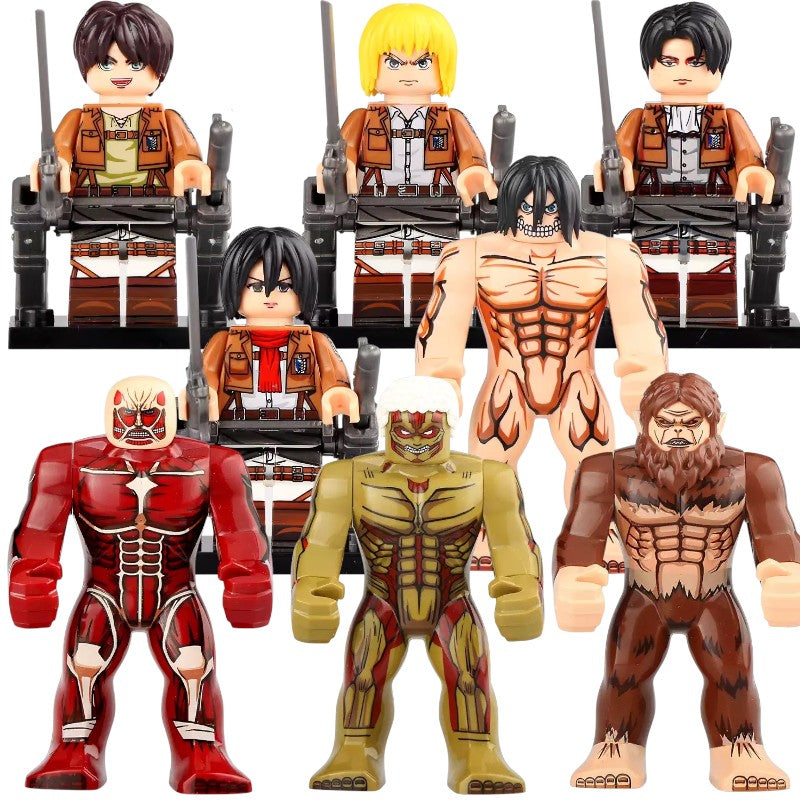 Eren Armin Levi Mikasa Attack Titan Colossal Titan Armored Titan Beast Titan Anime Attack on Titan Custom Brick Compatible Minifigure Toy