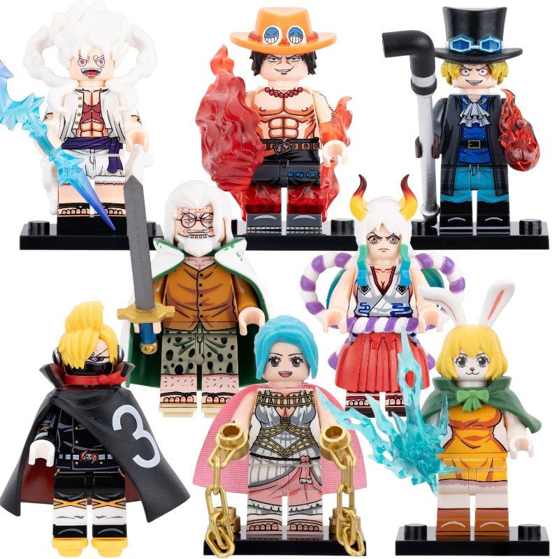Anime One Piece Nika Portgas D. Ace Sabo Sanji Carrot Nefertari Vivi Silvers Rayleigh Yamato Custom Brick Compatible Minifigure Toy