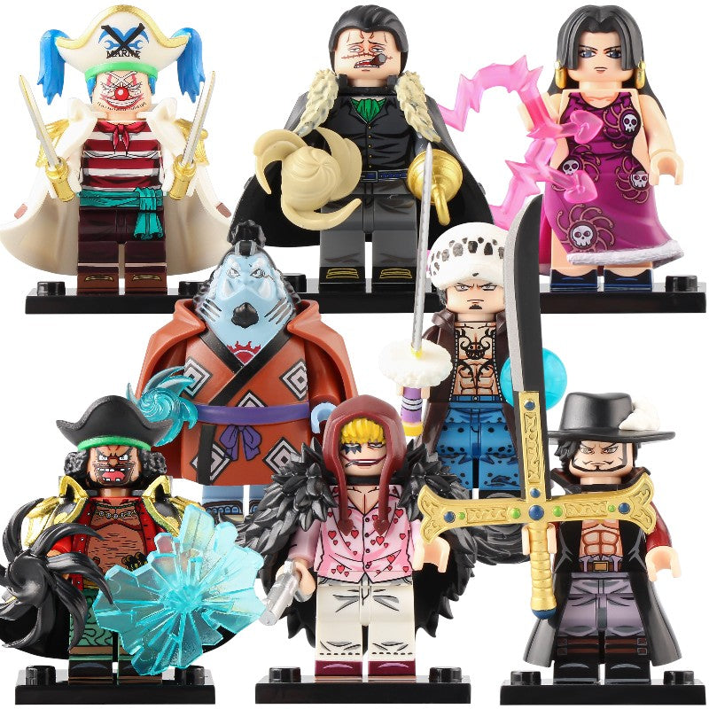 Anime One Piece Dracule Mihawk Buggy Trafalgar Law Crocodile Boa Hancock Marshall D. Teach Donquixote Rosinante Jinbe Brick Based Minifigure Toy