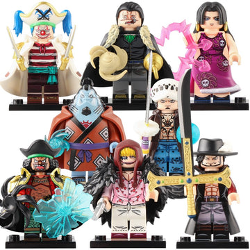 Anime One Piece Dracule Mihawk Buggy Trafalgar Law Crocodile Boa Hancock Marshall D. Teach Donquixote Rosinante Jinbe Brick Based Minifigure Toy