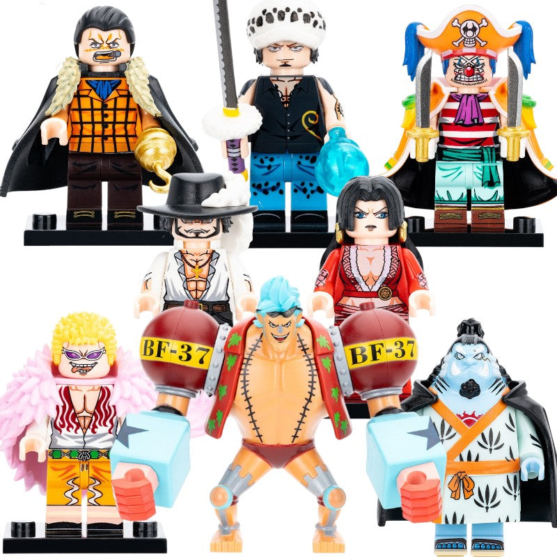 One Piece Trafalgar Law Boa Hancock Dracule Mihawk Donquixote Doflamingo Crocodile Jinbe Franky Buggy Custom Brick Based Minifigure Toy