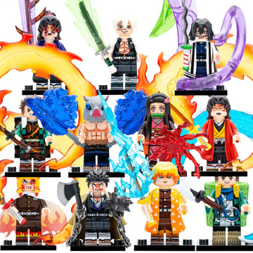 Anime Demon Slayer Kimetsu no Yaiba Hashira and Demon Warriors Tanjiro Nezuko Zenitsu Inosuke Kokushibo Brick Compatible Minifigure Toy